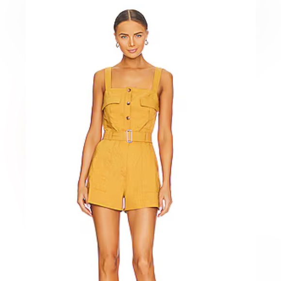 A.L.C. Pants - A.L.C. Gillian Sleeveless Belted Romper In Goldenrod Size S